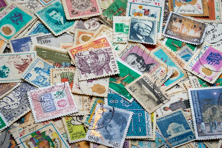 Photo coins and stamps collection